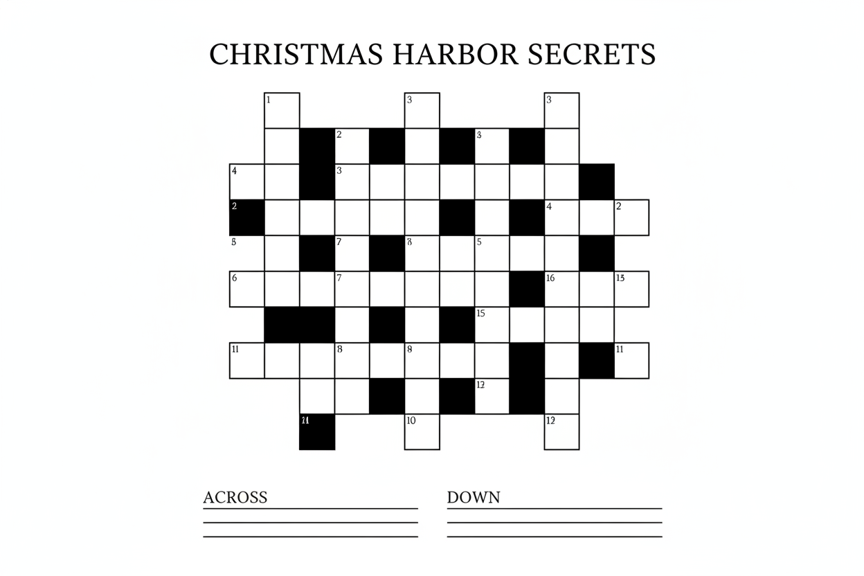 plain crossword puzzel with Christmas Harbor Secrets at the top